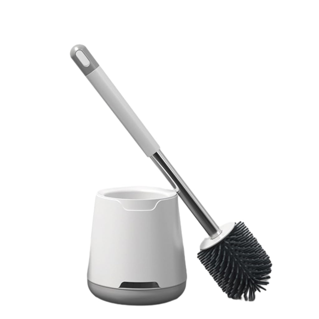 HASTHIP Toilet Brush and Holder Set, Bathroom Cleaning Bowl Brush, Silicone Toilet Bowl Cleaner Brush Kit, Bathroom Accessories with Aluminum Handle HASTHIP Toilet Brush and Holder Set, Bathroom Cleaning Bowl Brush, Silicone Toilet Bowl Cleaner Brush Kit, Bathroom Accessories with Aluminum Handle